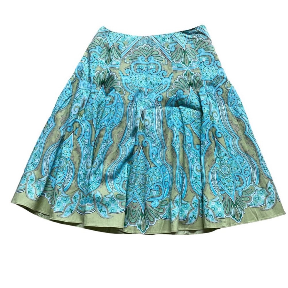 Talbots 100% Cotton A Line Paisley Floral Pleated
Skirt - Size 6